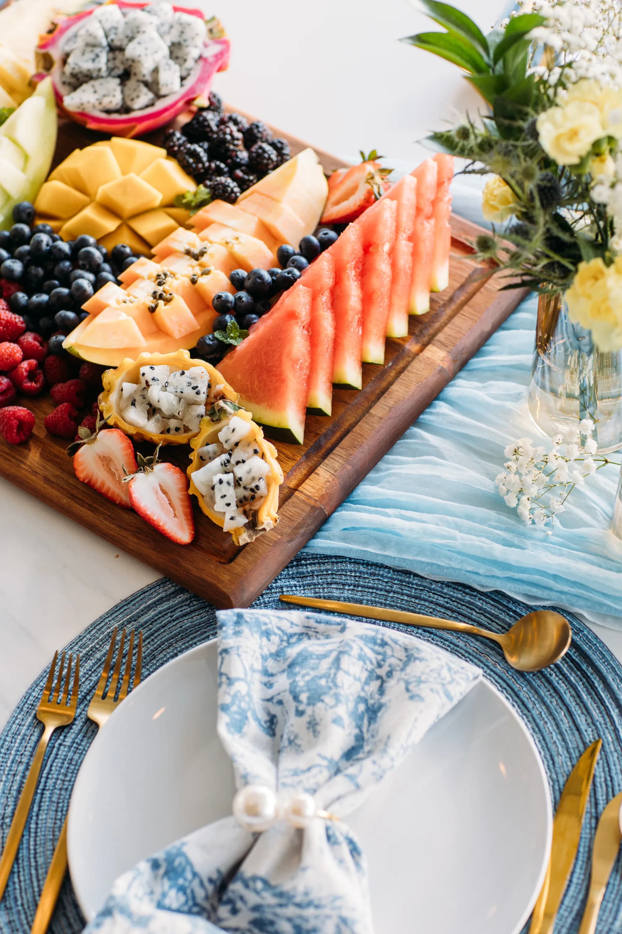 Fruit platter with elegant table setting
